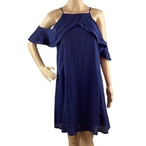 Dee Elly Open Shoulder Mini Dress Size M Navy Blue